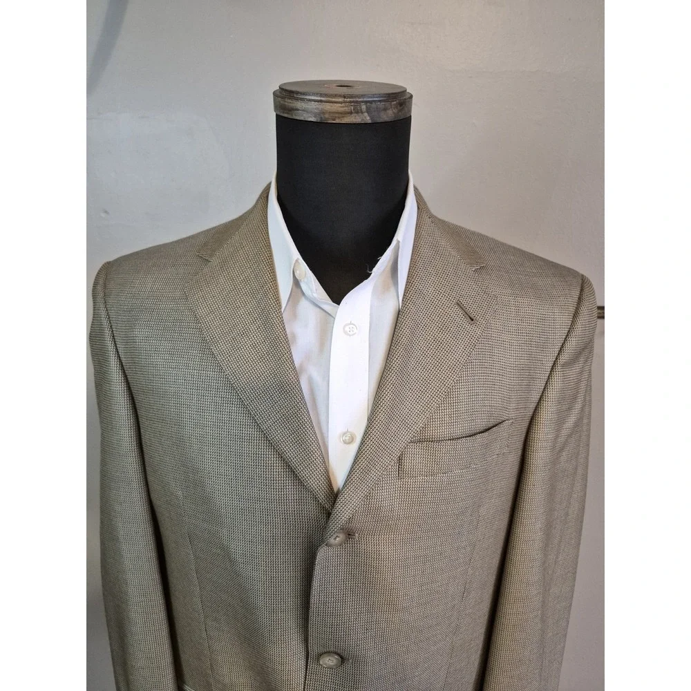 Hart Schaffner Marx Mens Wool Sports Coat 40L Gold Made in USA 3 Button Jacket